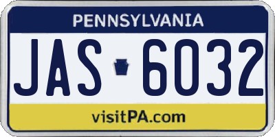 PA license plate JAS6032