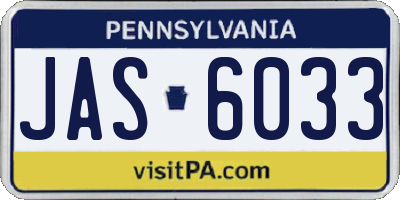 PA license plate JAS6033