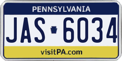 PA license plate JAS6034