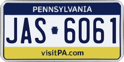 PA license plate JAS6061