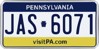 PA license plate JAS6071