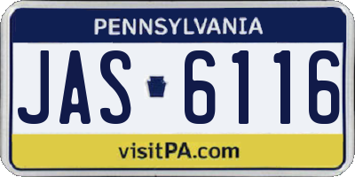 PA license plate JAS6116