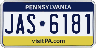 PA license plate JAS6181