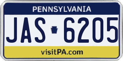 PA license plate JAS6205