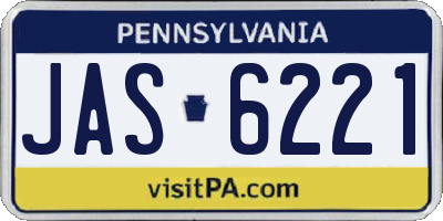 PA license plate JAS6221