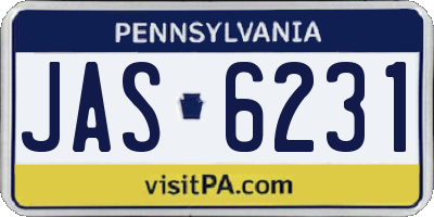PA license plate JAS6231