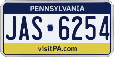 PA license plate JAS6254