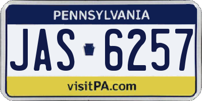 PA license plate JAS6257