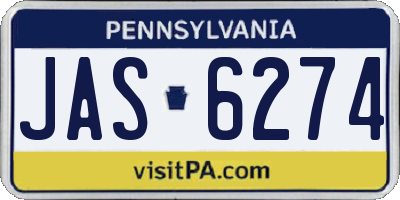 PA license plate JAS6274