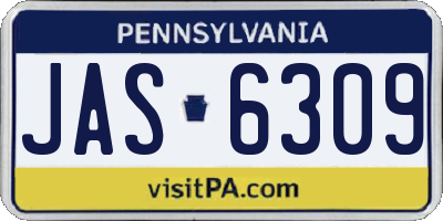 PA license plate JAS6309