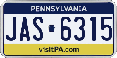 PA license plate JAS6315