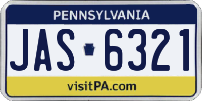 PA license plate JAS6321