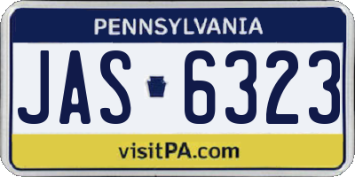 PA license plate JAS6323