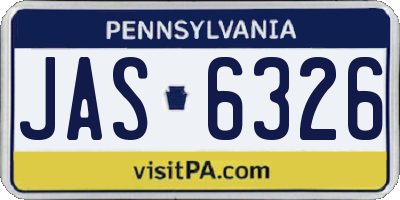 PA license plate JAS6326