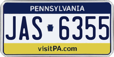 PA license plate JAS6355