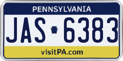 PA license plate JAS6383