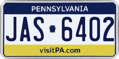 PA license plate JAS6402