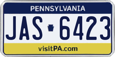 PA license plate JAS6423