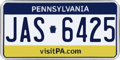 PA license plate JAS6425