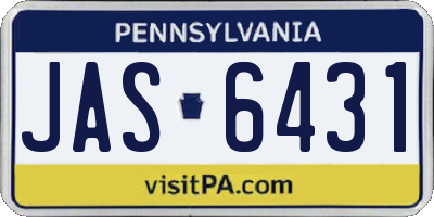 PA license plate JAS6431