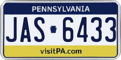 PA license plate JAS6433