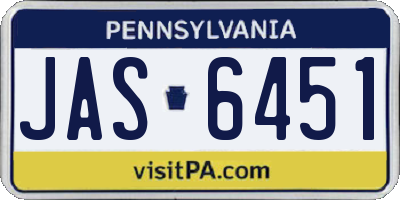 PA license plate JAS6451