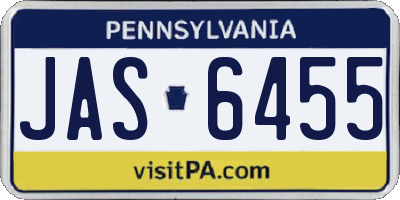 PA license plate JAS6455
