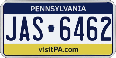 PA license plate JAS6462