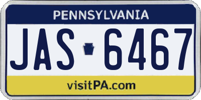 PA license plate JAS6467