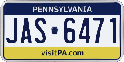 PA license plate JAS6471