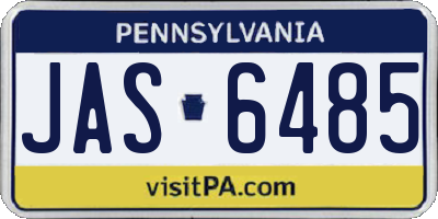 PA license plate JAS6485
