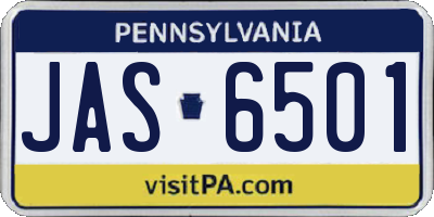 PA license plate JAS6501
