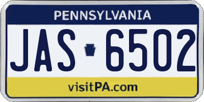 PA license plate JAS6502