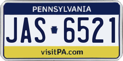 PA license plate JAS6521