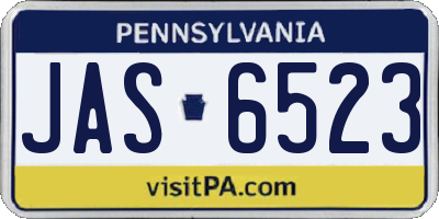 PA license plate JAS6523
