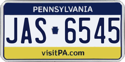 PA license plate JAS6545