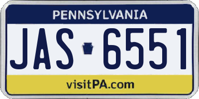 PA license plate JAS6551