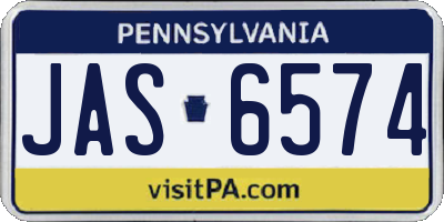 PA license plate JAS6574