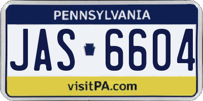 PA license plate JAS6604