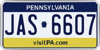 PA license plate JAS6607