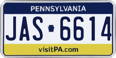 PA license plate JAS6614
