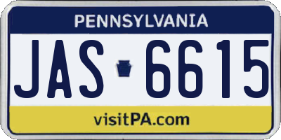 PA license plate JAS6615