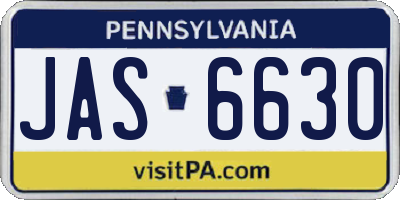PA license plate JAS6630