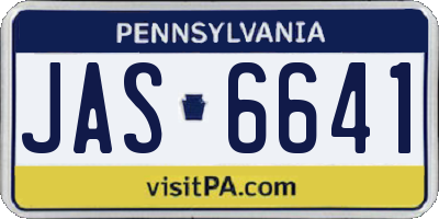 PA license plate JAS6641