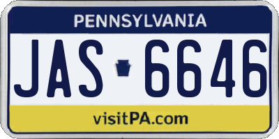 PA license plate JAS6646