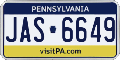 PA license plate JAS6649