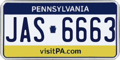 PA license plate JAS6663