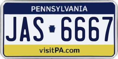 PA license plate JAS6667