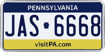 PA license plate JAS6668