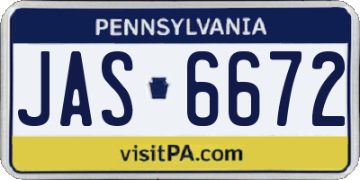 PA license plate JAS6672